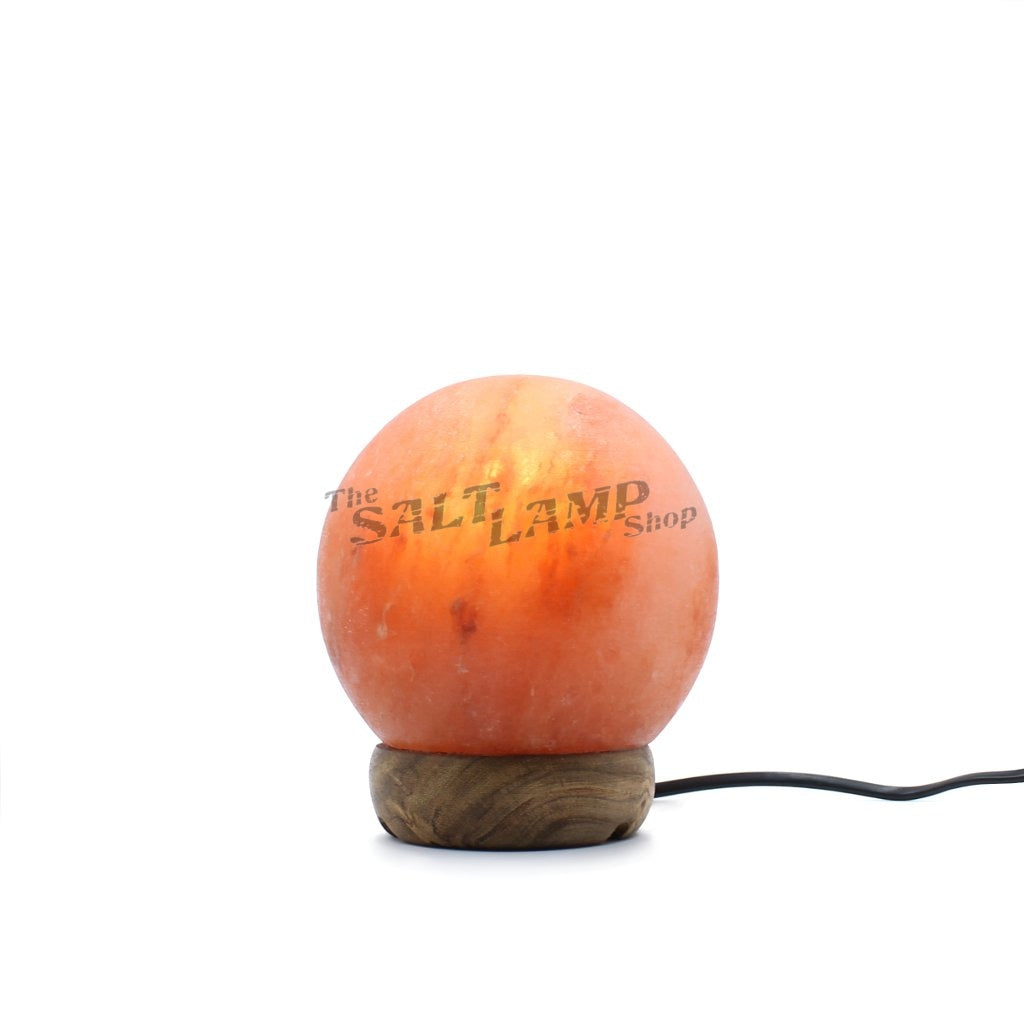 Small Sphere Salt Lamp (Timber Base) Crafted