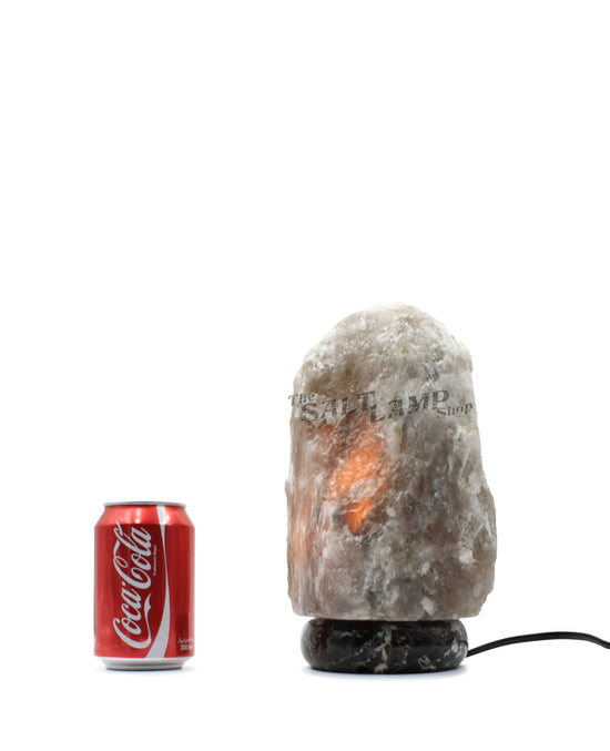 3-5kg Rare Grey Himalayan Salt Lamp (Black Zebra Marble Base)