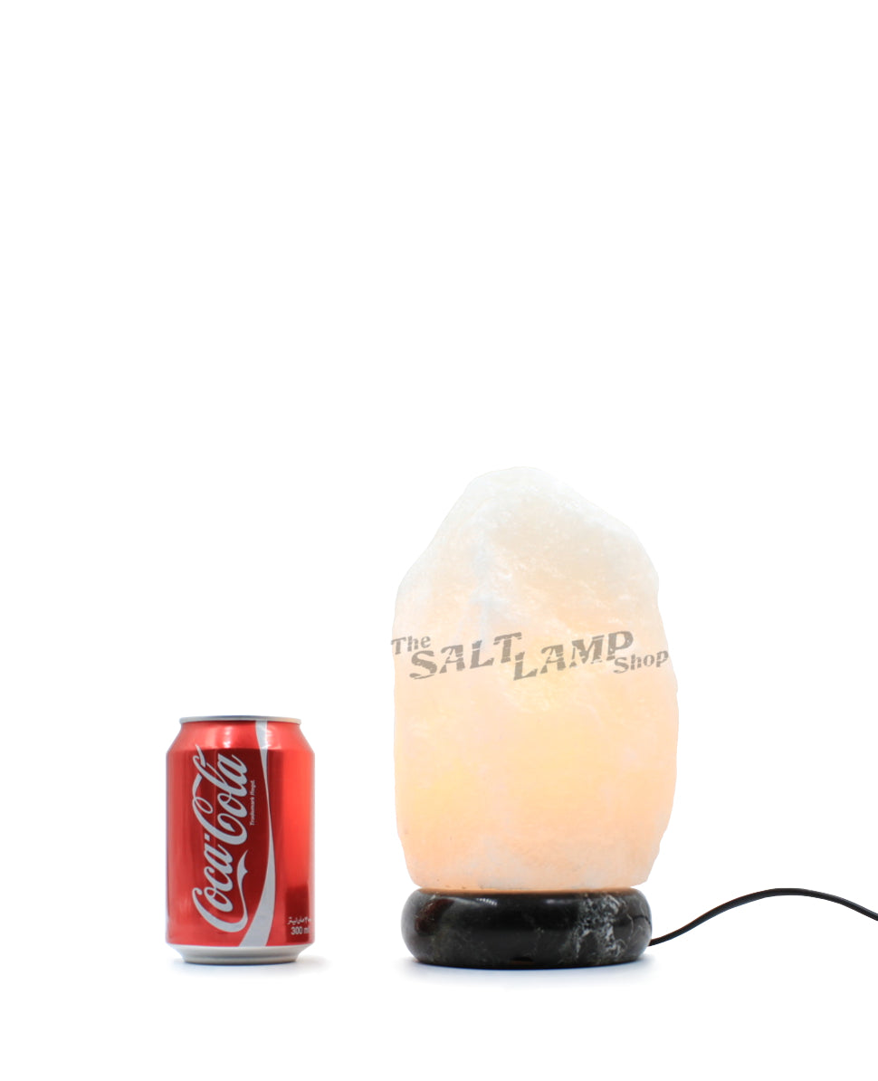 3-5kg Rare White Himalayan Salt Lamp (Black Zebra Marble Base)