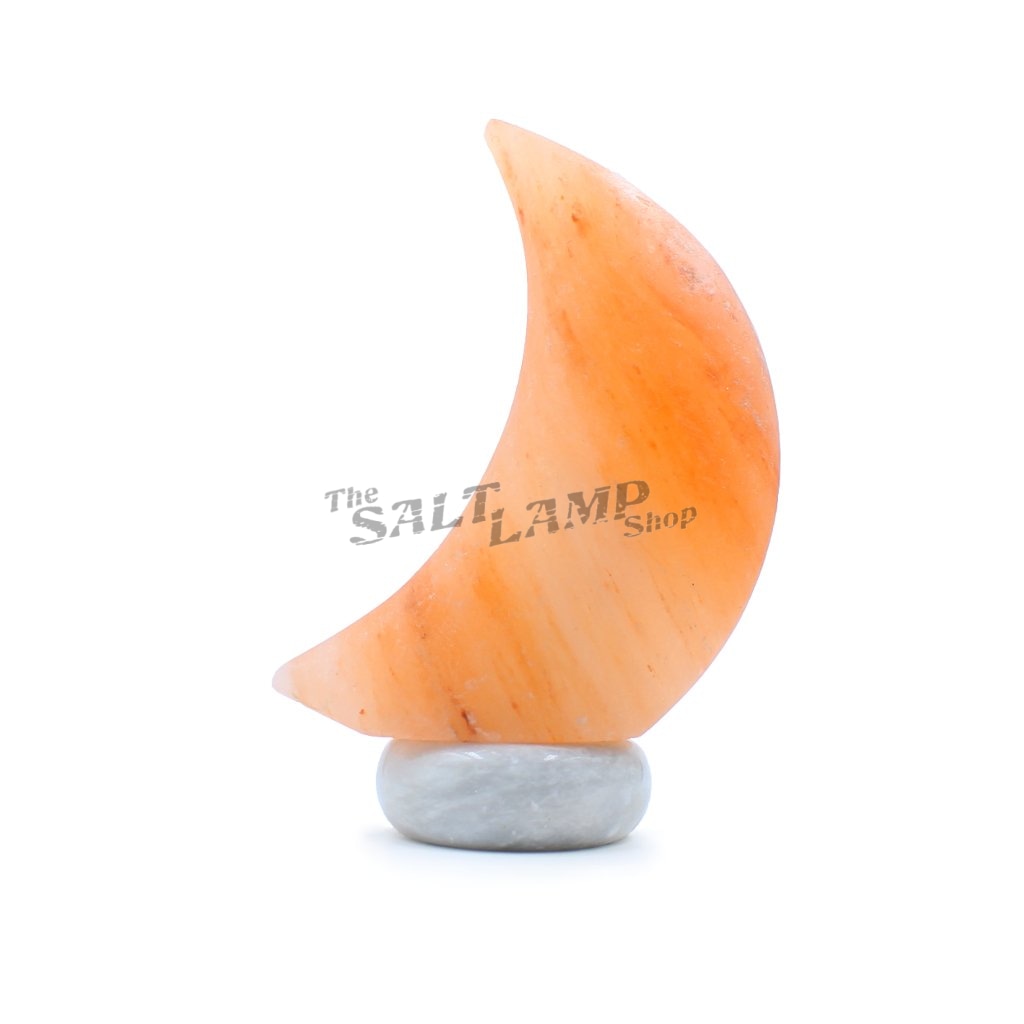 Crescent Moon Salt Lamp (Sky Blue Marble Base) Crafted