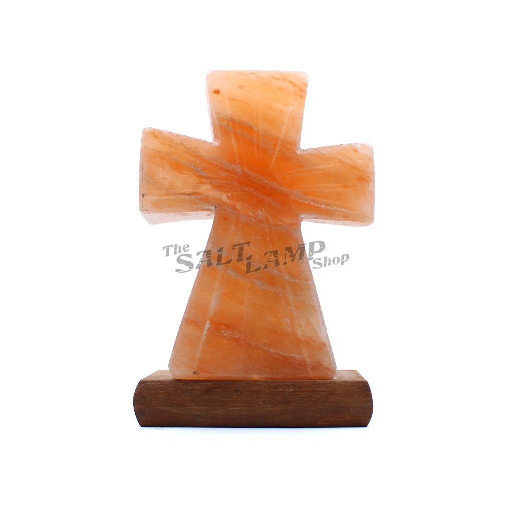 Cross Salt Lamp (Timber Base) Crafted
