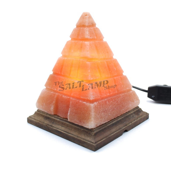 Load image into Gallery viewer, Special Crafted Giza Pyramid Salt Lamp (Timber Base)
