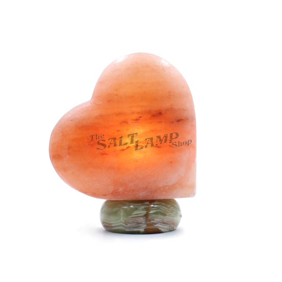 Load image into Gallery viewer, Heart Salt Lamp (Green Onyx Base) Crafted
