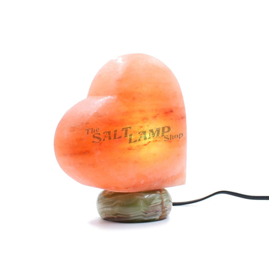 Load image into Gallery viewer, Heart Salt Lamp (Green Onyx Base) Crafted
