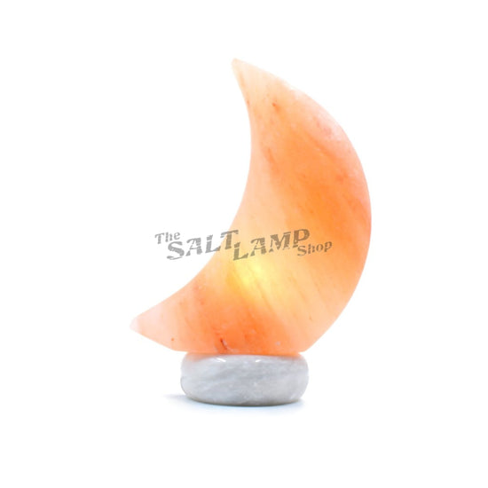 Crescent Moon Salt Lamp (Sky Blue Marble Base) Crafted