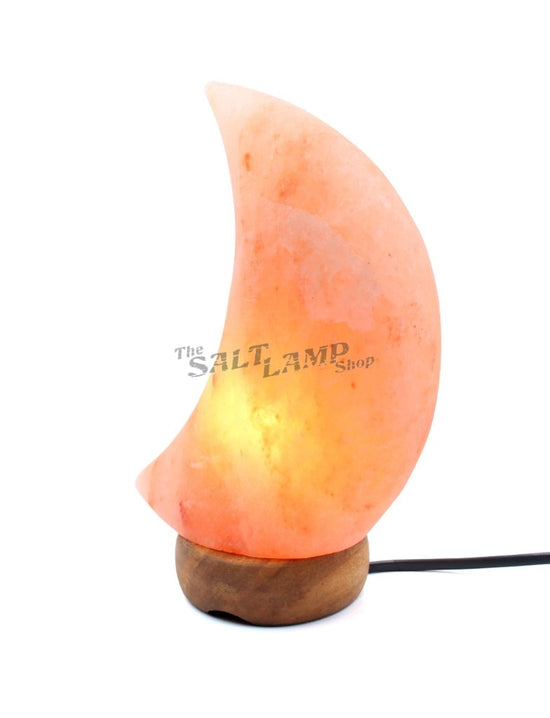 Moon Crescent Salt Lamp (Timber Base) Crafted