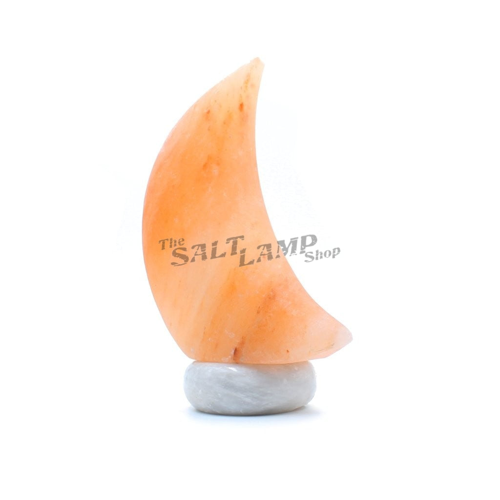Crescent Moon Salt Lamp (Sky Blue Marble Base) Crafted