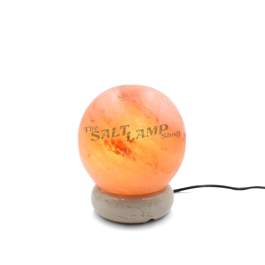 Small Sphere Salt Lamp (Off White Marble Base) Crafted