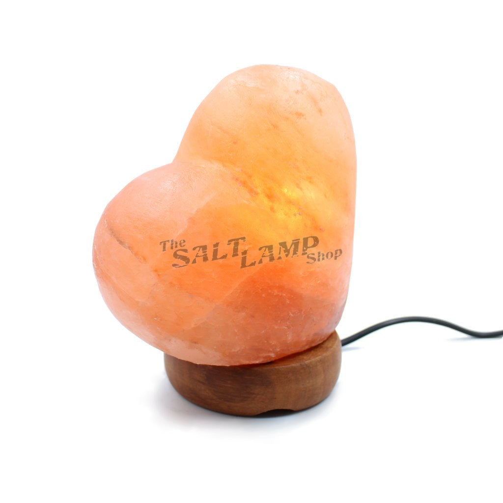 Load image into Gallery viewer, Heart Salt Lamp (Timber Base) Crafted
