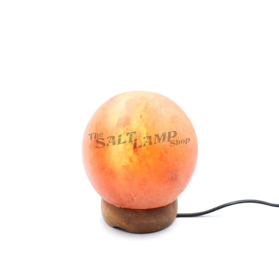 Small Sphere Salt Lamp (Timber Base) Crafted