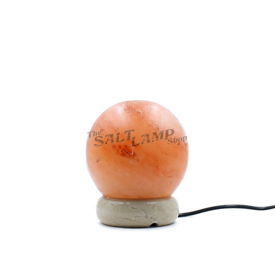 Small Sphere Salt Lamp (Off White Marble Base) Crafted