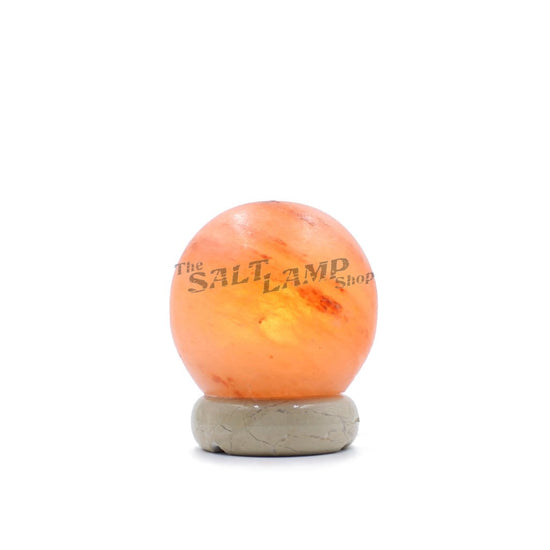 Small Sphere Salt Lamp (Off White Marble Base) Crafted