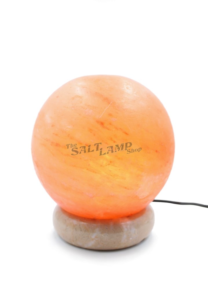 Sphere Ball Salt Lamp (Off White Marble Base) Crafted