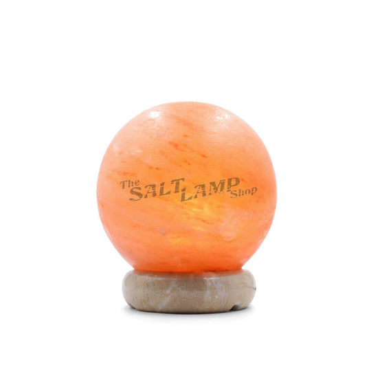 Sphere Ball Salt Lamp (Off White Marble Base) Crafted