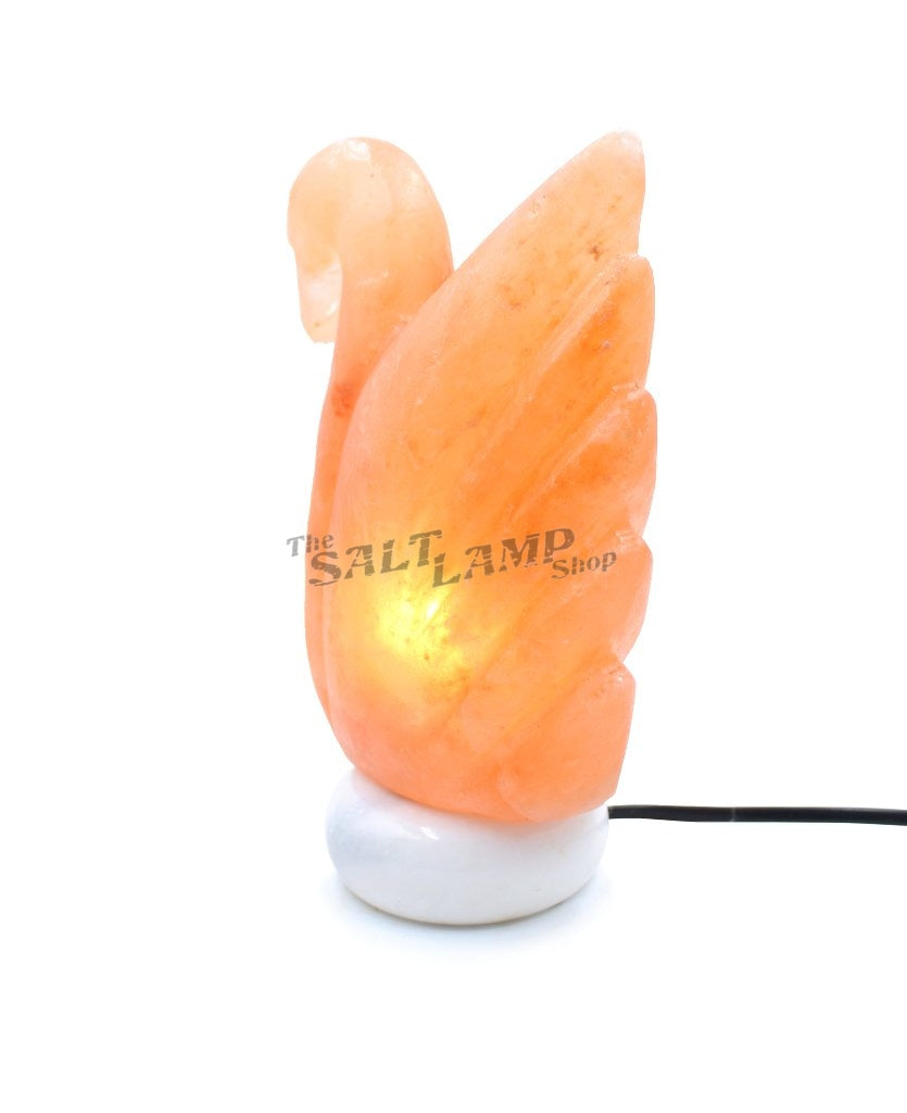 Swan Salt Lamp (Cloudy White Marble Base) Crafted