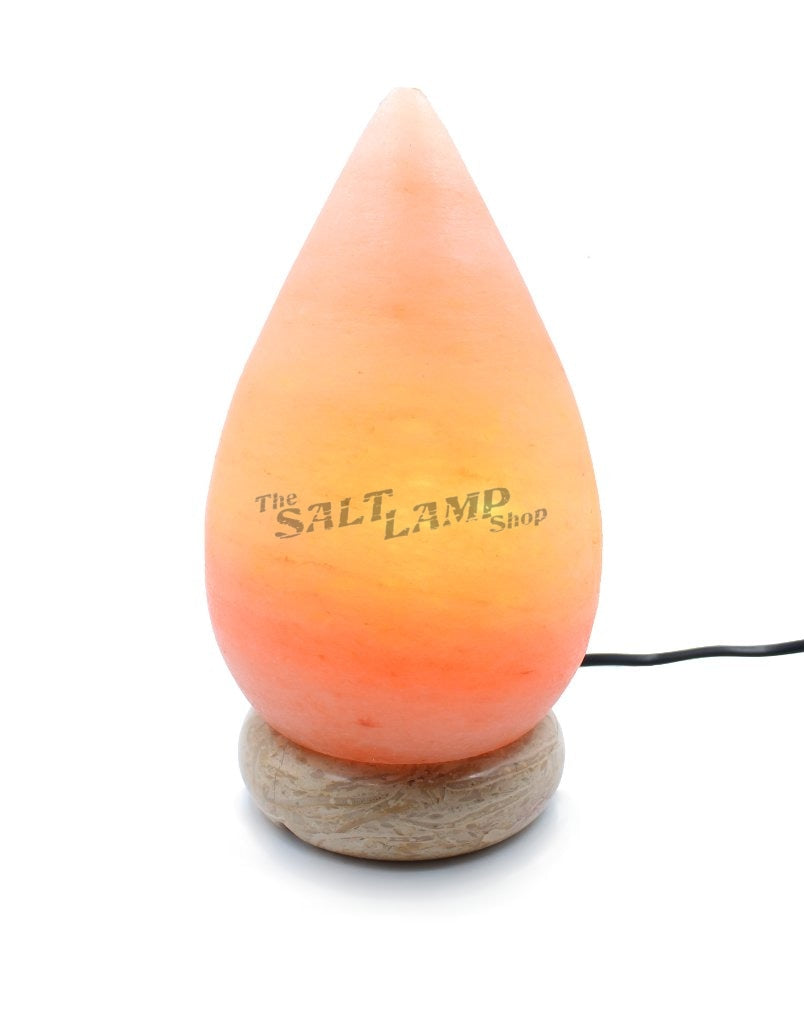 Tear Drop Salt Lamp Off White Marble Base