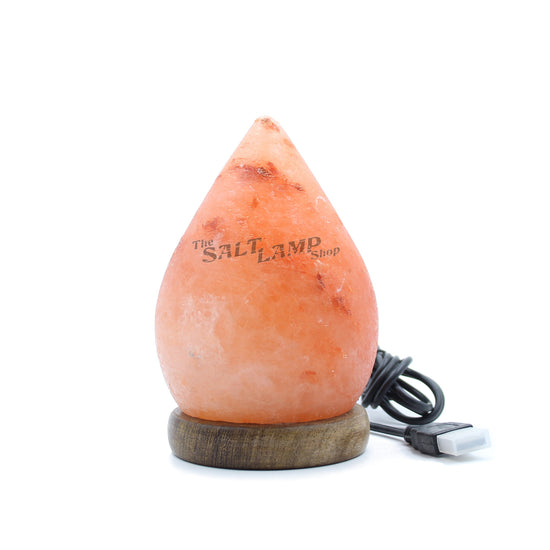 Load image into Gallery viewer, Tear USB Salt Lamp - Auto Colour Changing LED  (Timber Base)
