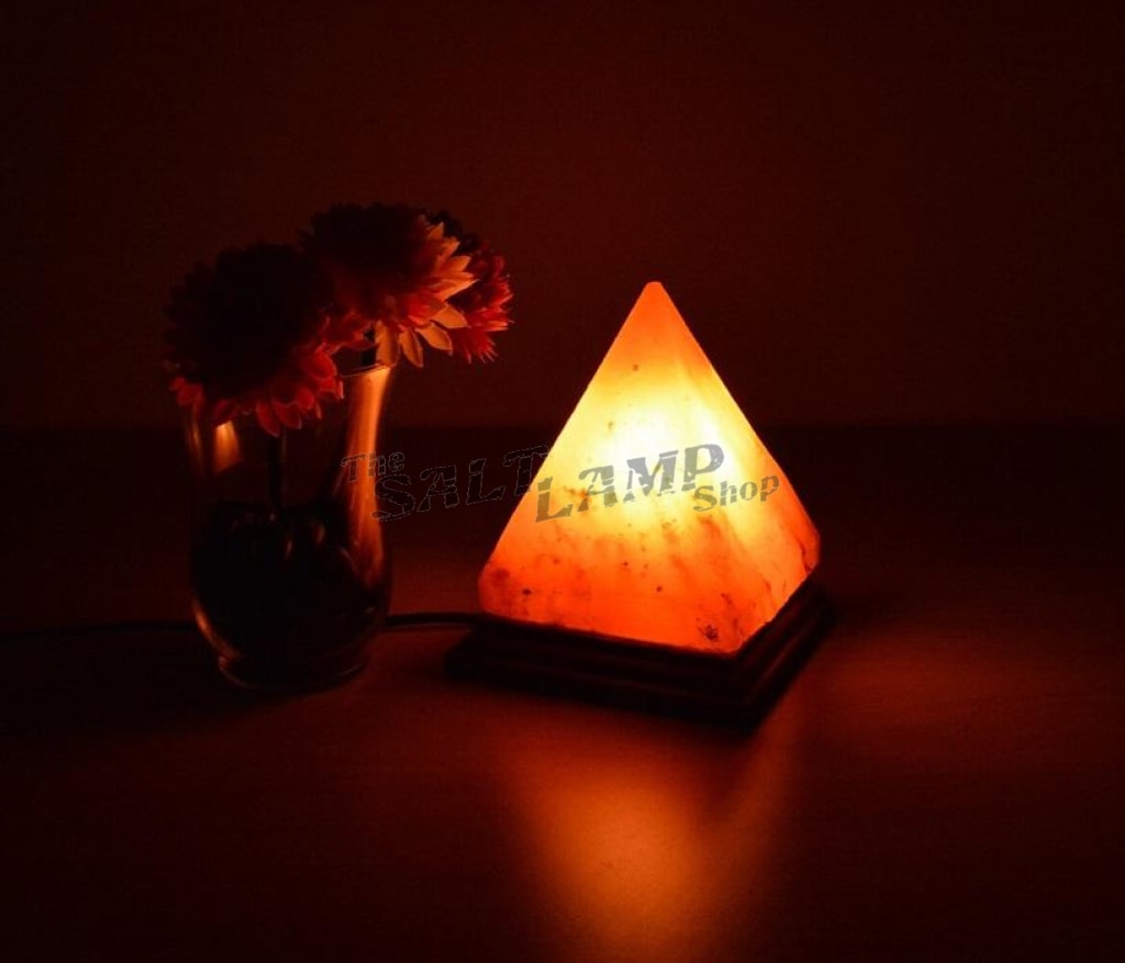 Pyramid Salt Lamp (Timber Base) Crafted