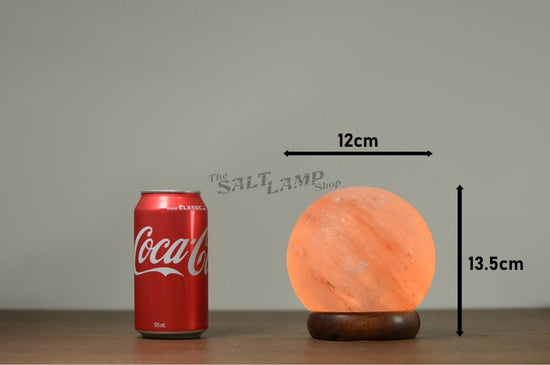 Small Sphere Salt Lamp (Timber Base) Crafted