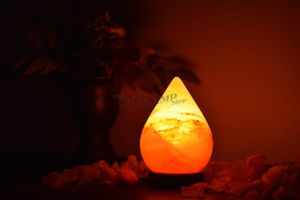 Load image into Gallery viewer, Tear Drop Salt Lamp (Timber Base) Crafted
